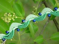 Macrame School Leaf and Blueberry Macrame Bracelet